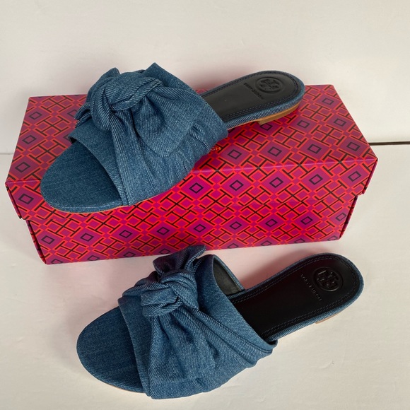 TORY BURCH Annabelle Bow Slide Denim Chamb… - Picture 7 of 15